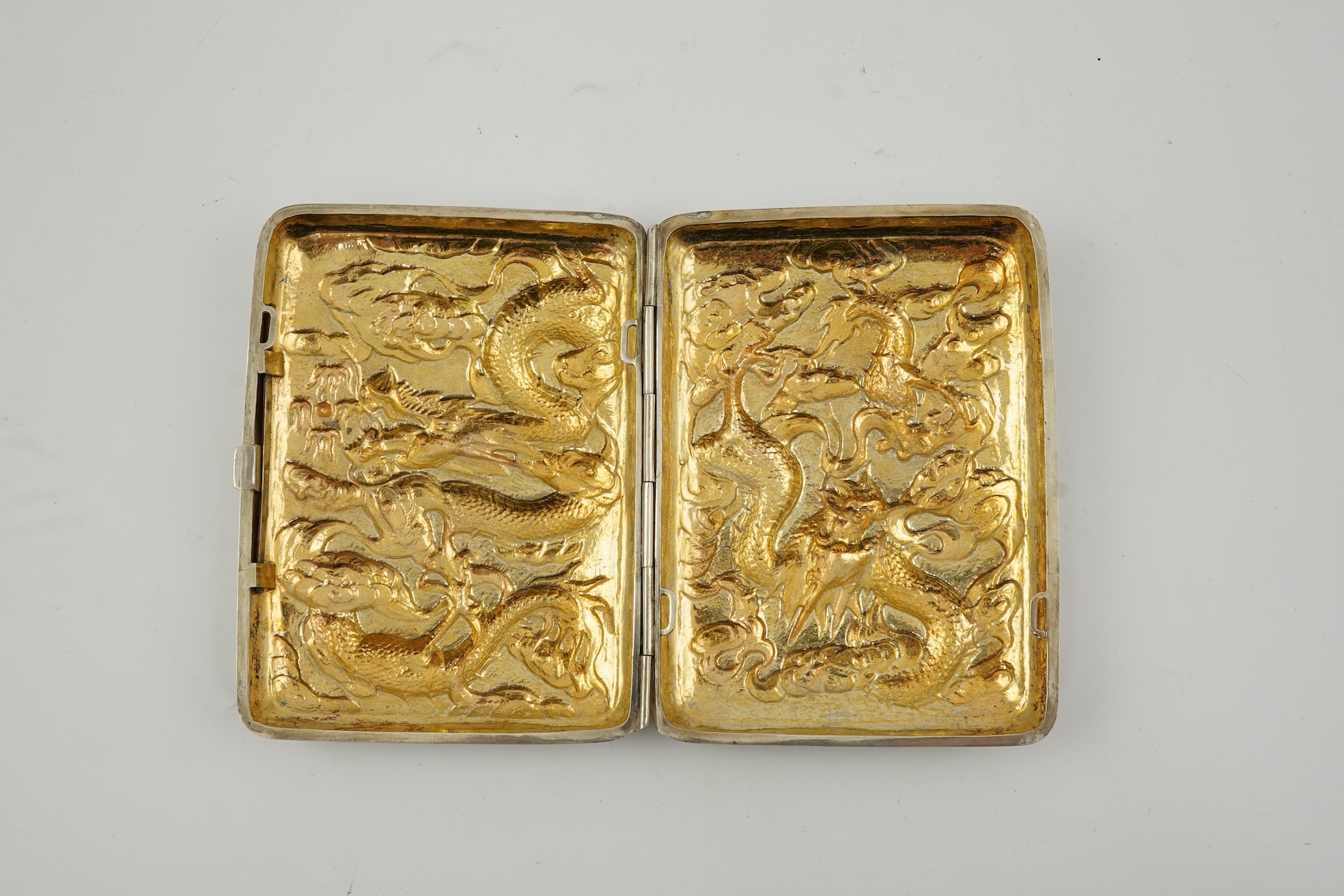 A late 19th/early 20th century Chinese Export silver rectangular cigarette case